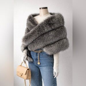 Silver Fox Fur Wrap 🦊✨ Real Fur Luxury
